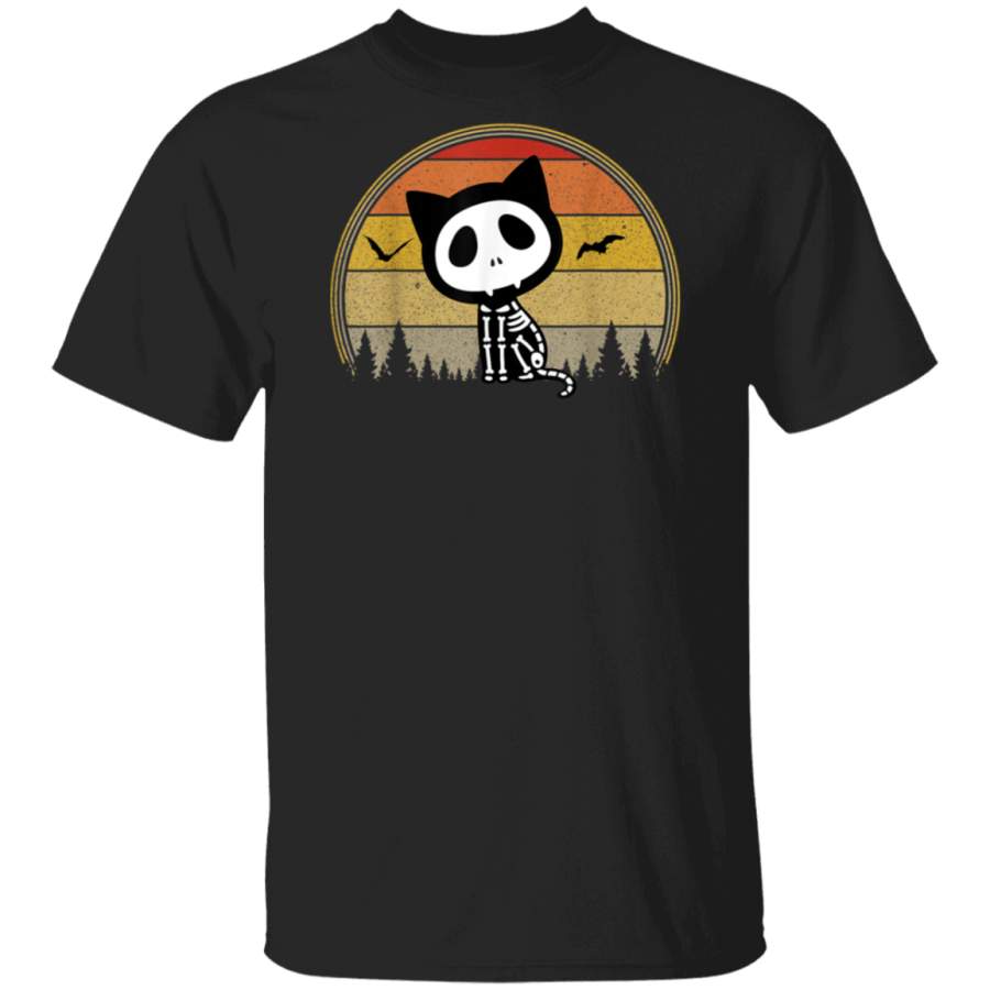 Cat Skeleton Spooky Vampire Vintage Halloween Costume T-Shirt