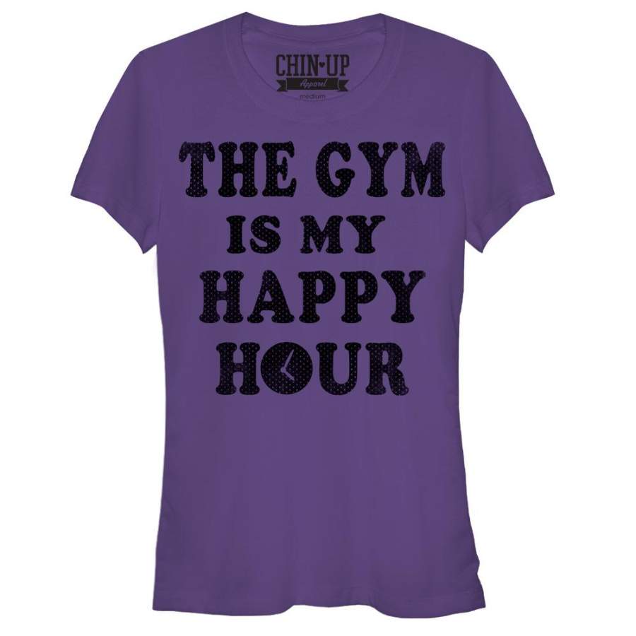 CHIN UP Junior’s The Gym is my Happy Hour  T Shirt Purple