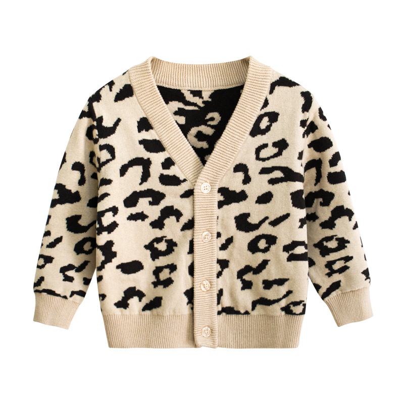 1-9T Leopard Sweater for Girls Toddler Kid Baby Boys Girl Winter Clothes Long Sleeve V Neck Knitted Sweater Cardigan Coat Outfit alx