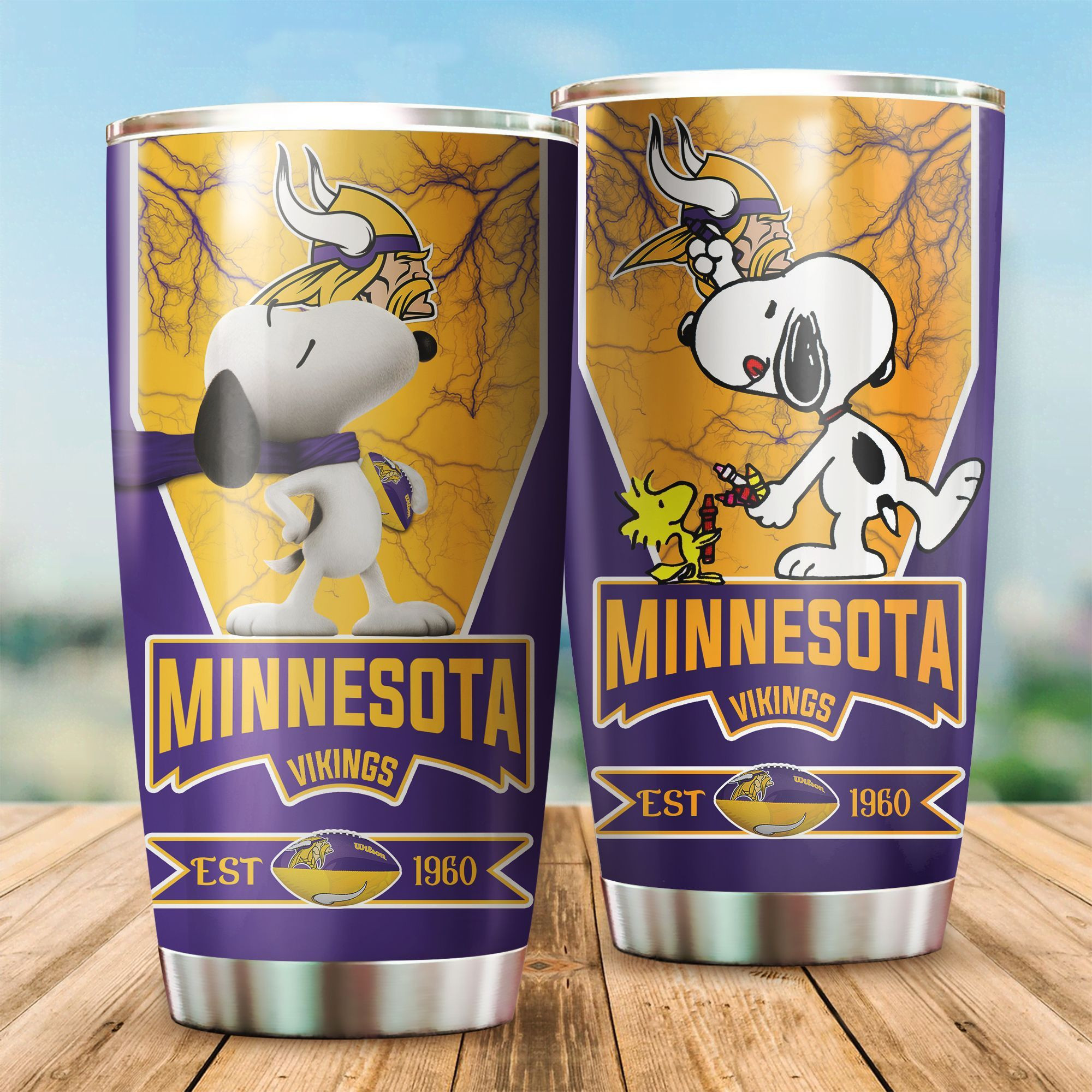 Minnesota Vikings Snoopy All Over Print 3D Tumbler