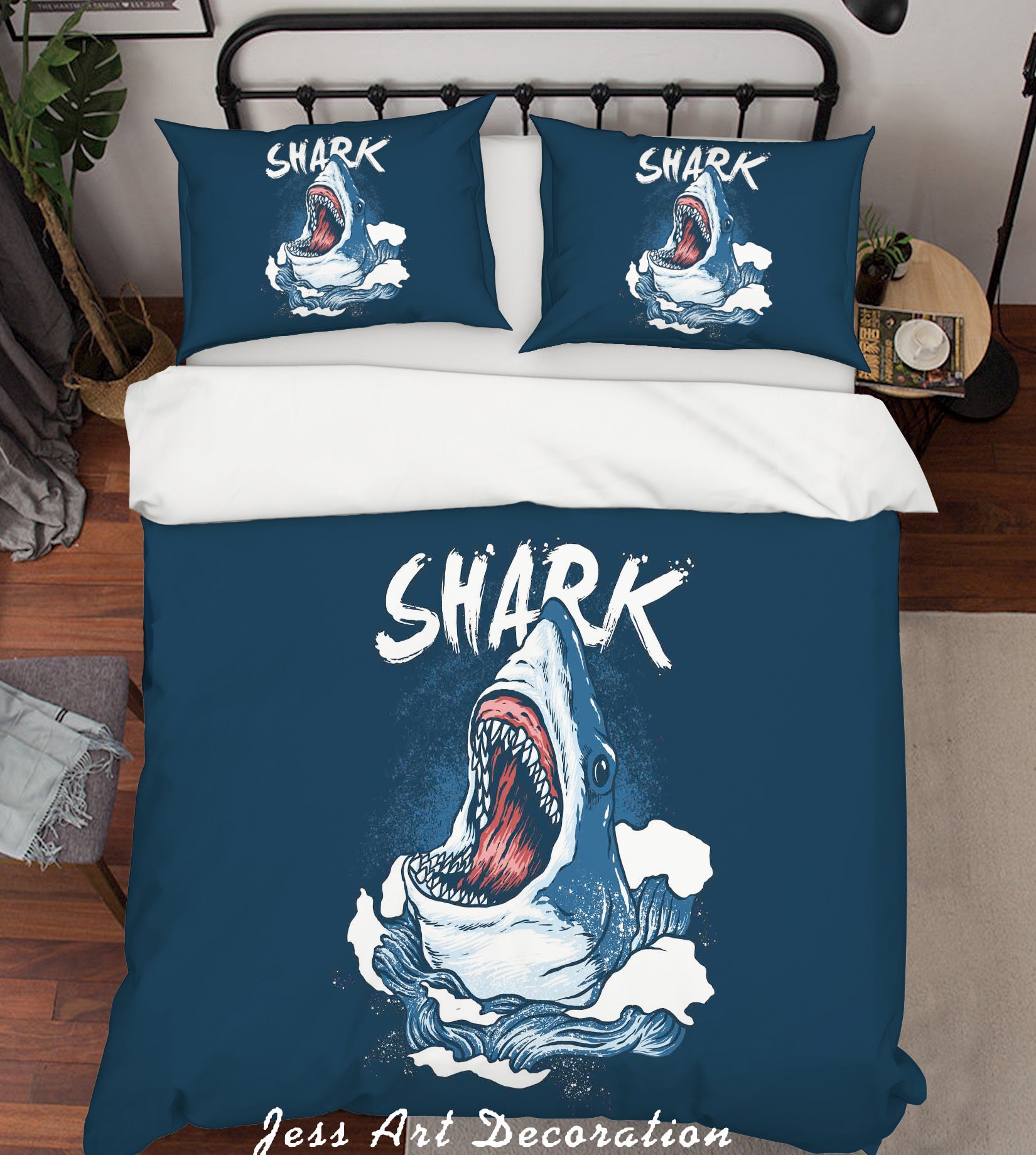 3D Blue Shark Quilt Cover Set Bedding Set Pillowcases 19