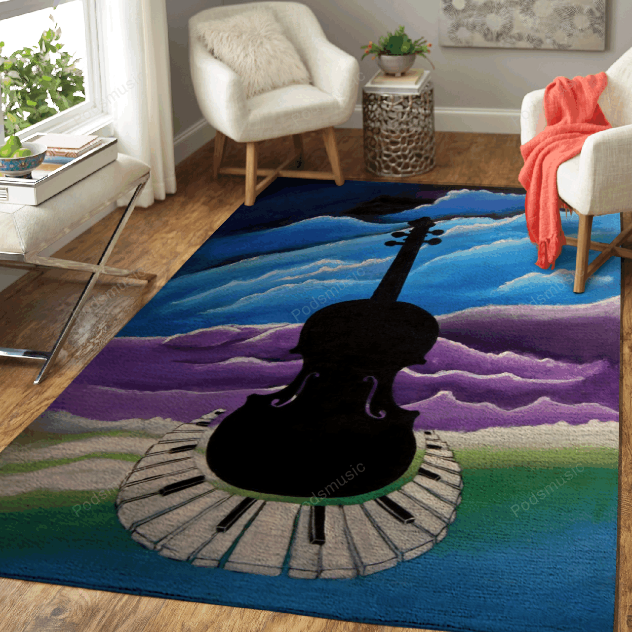 Heavens Violin – Music Instruments Area Rug Carpet