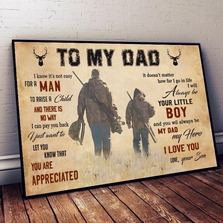 Deer Hunter Dad And Son I Will Always Be Your Little Boy And You Will Always Be My Dad My Hero Home Living Room Wall Decor Horizontal Poster Canvas X My Hero Academia Collection