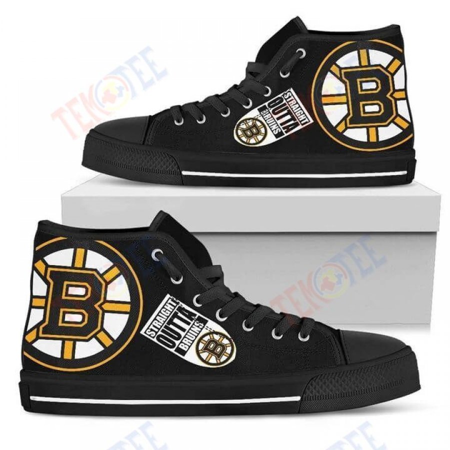 Mens Womens Straight Outta Boston Bruins High Top Shoes TMT255