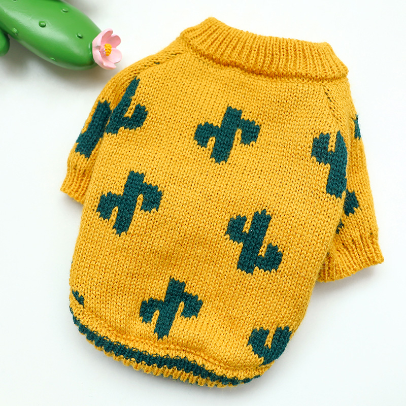 PETCIRCLE Dog Puppy Clothes Turmeric Cactus Sweater Pet Cat Fit Small Dog Spring and Autumn Pet Dog Costume Cloth Dog Sweater alx