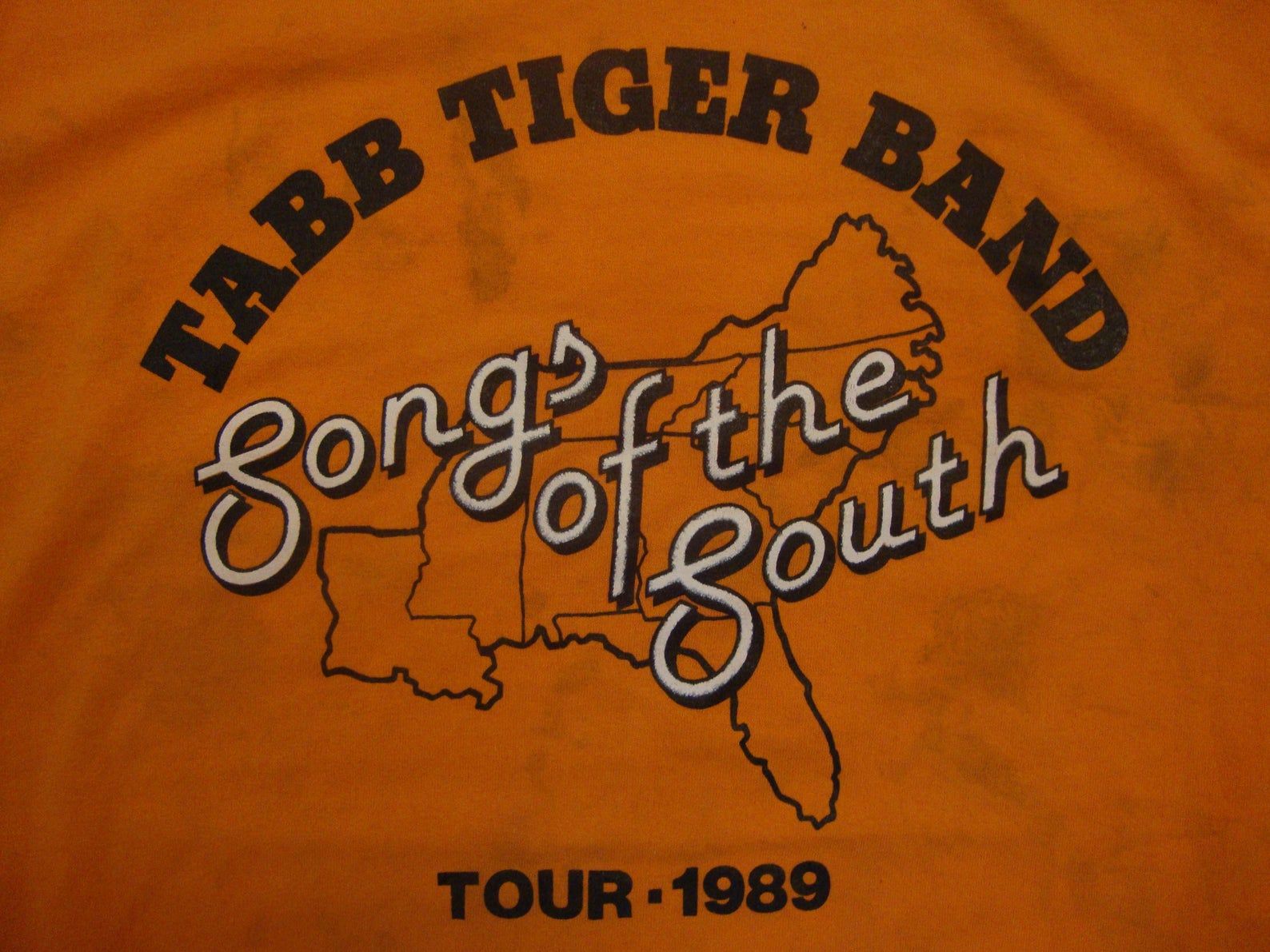 Vintage 80’s Tabb Tiger Band Songs Of The South Tour 1989 Orange T Shirt M