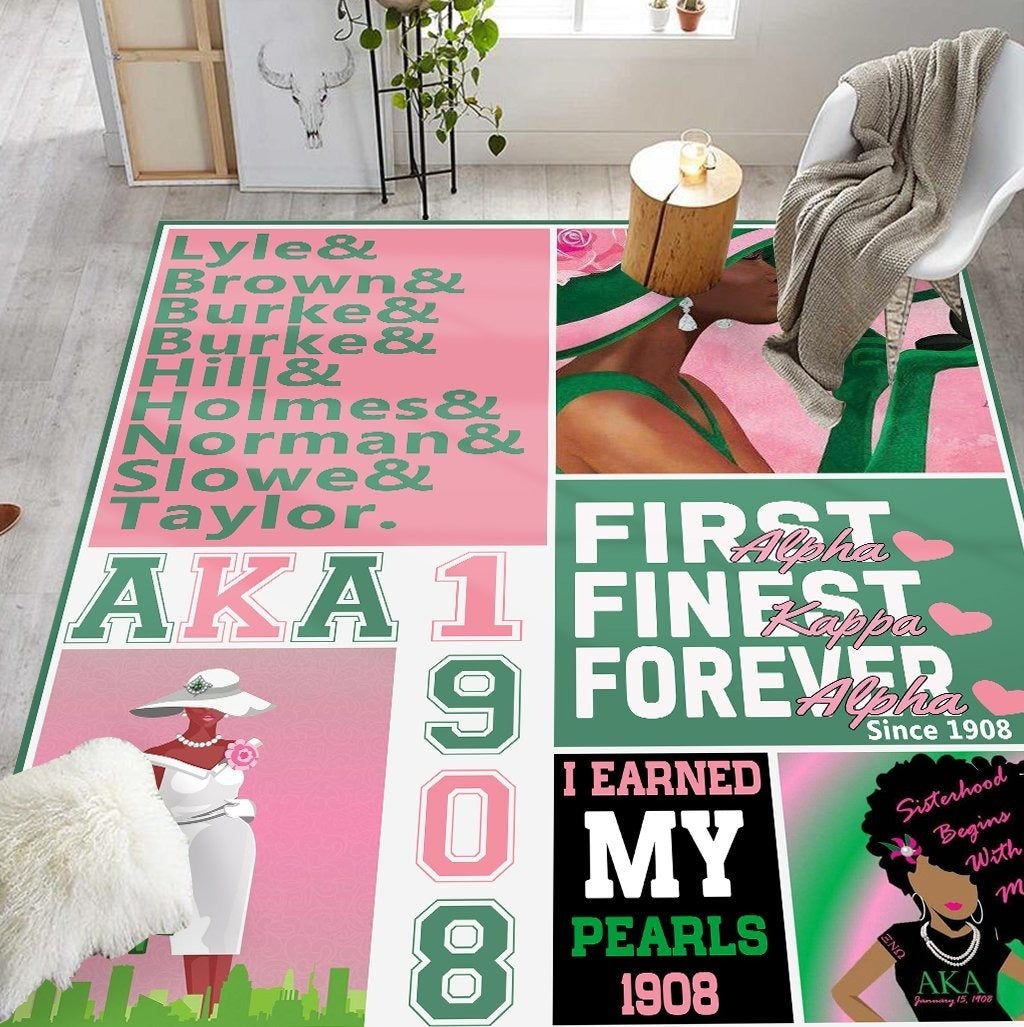 Wonderprint Area Rug I Earned My Pearls 1908 Alpha Kappa Alpha Area Rug  Lt10