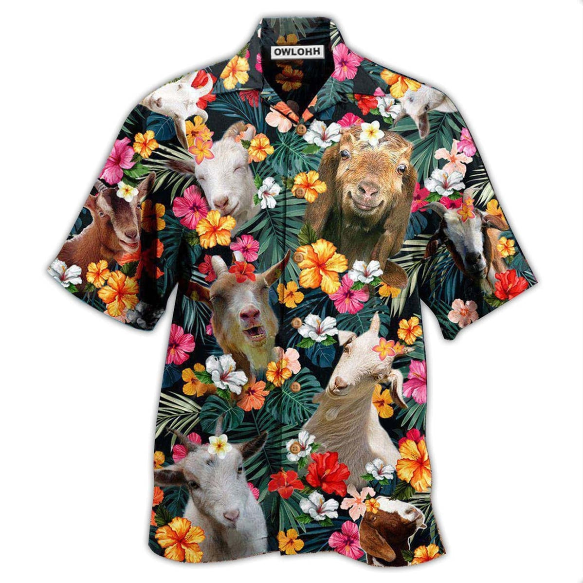 Goat Happy Aloha Flowers Hawaii Shirt Ha6300