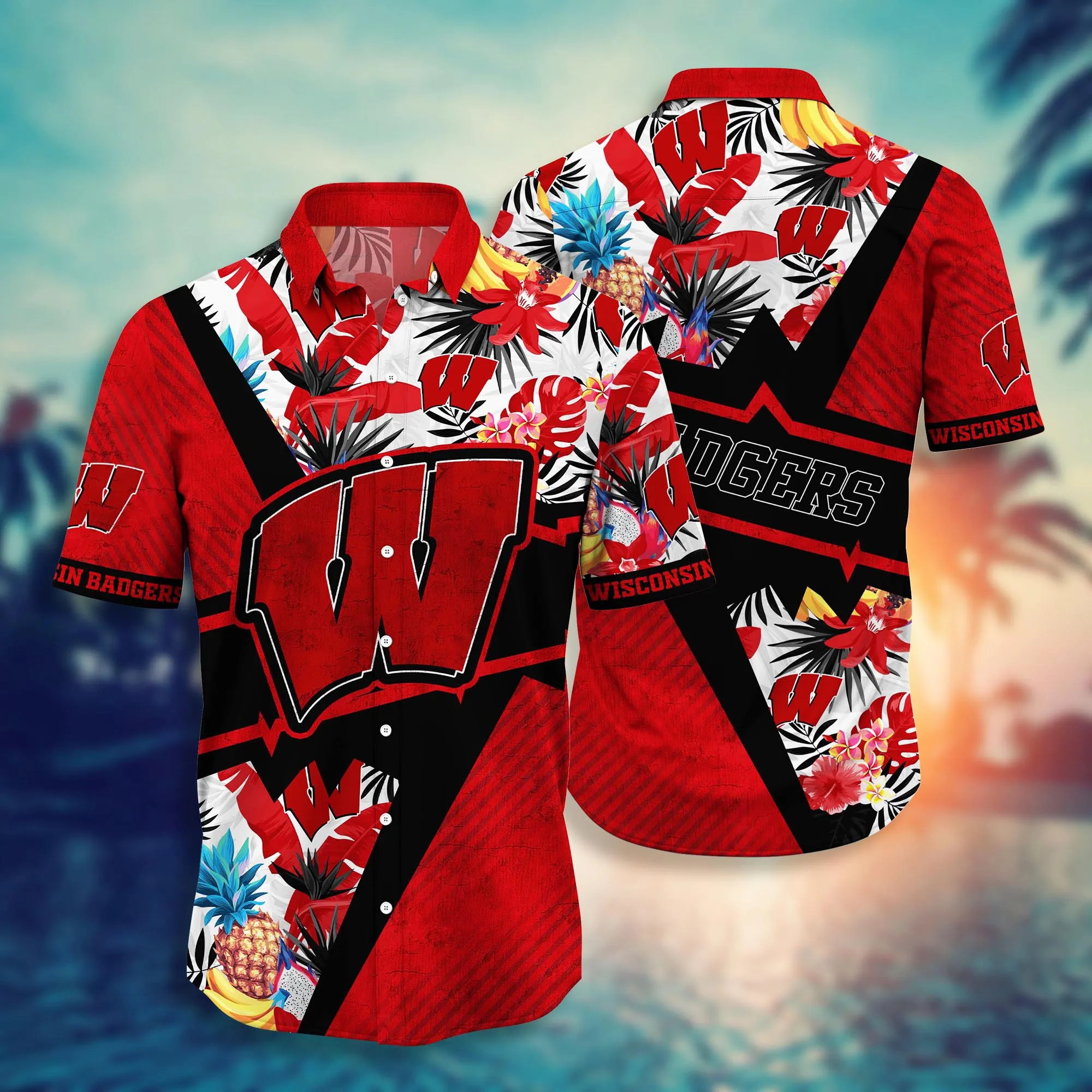 Wisconsin Badgers NCCA Hawaiian Shirt Summertime Aloha Shirt