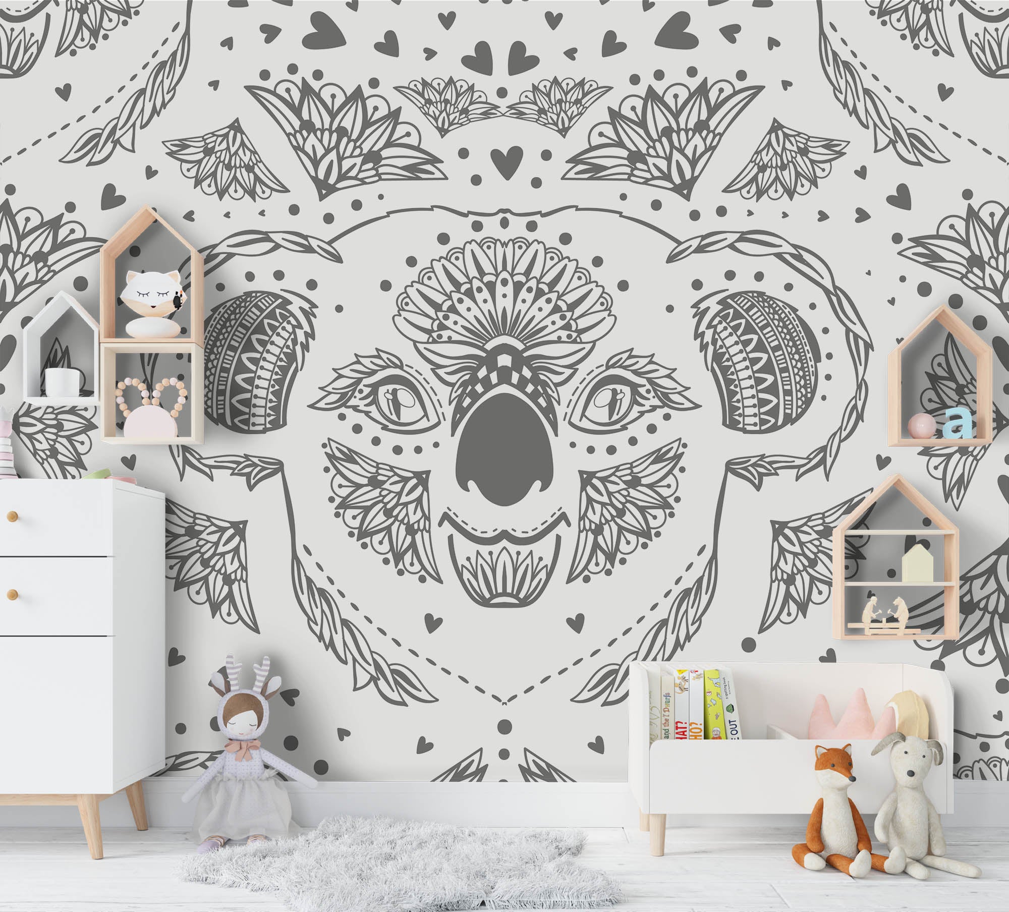 3D Cartoon Grey Elephant Wall Mural Wallpaper A183 Lqh