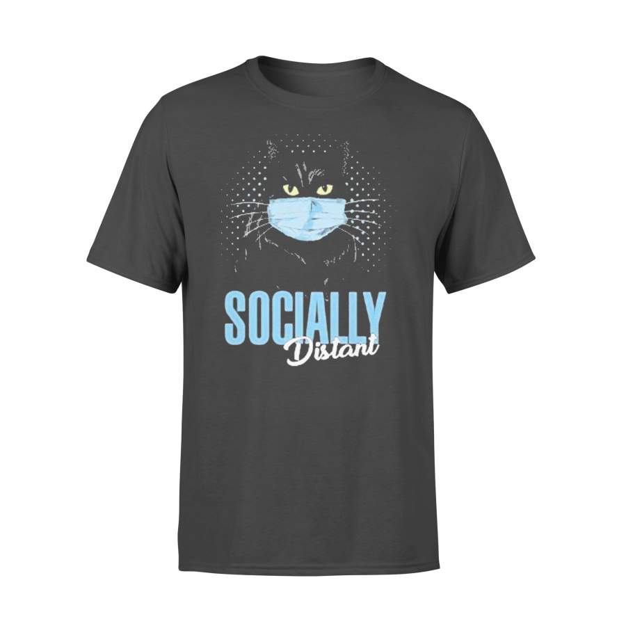 Black Cat Face Mask Socially Distant T-shirt