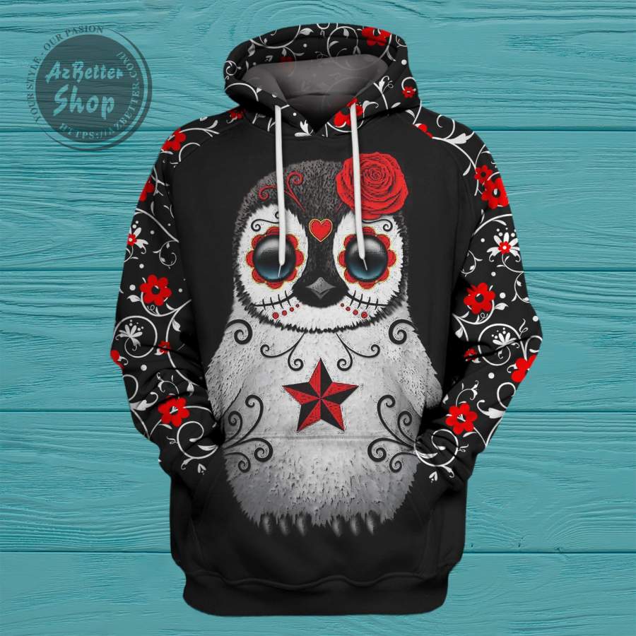 Penguin Flower 3D Hoodie