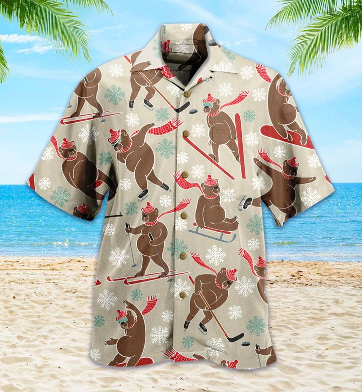 Brown Bear Plays Winter Sport Hawaii Shirt Ha37039