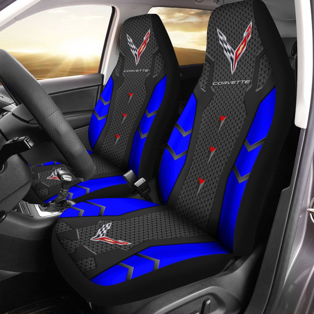 Chevrolet Corvette Lph-Hl Car Seat Cover (Set Of 2) Ver 4 (Blue)