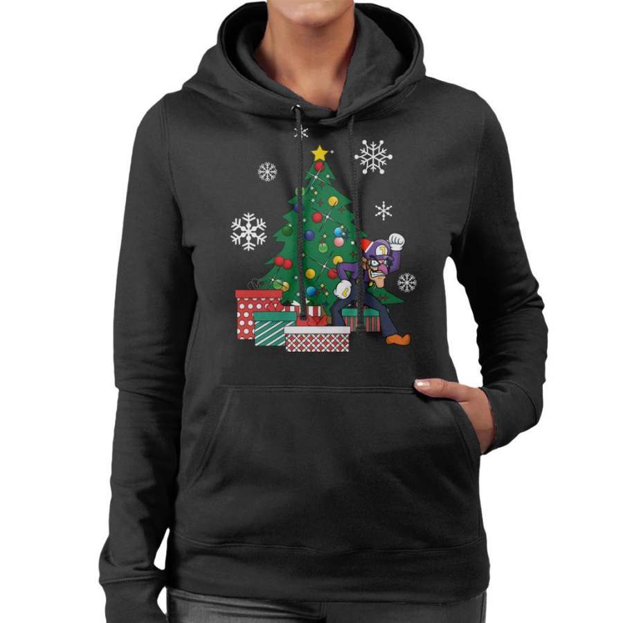 Waluigi Around The Christmas Tree Mario Women’s Hooded Sweatshirt