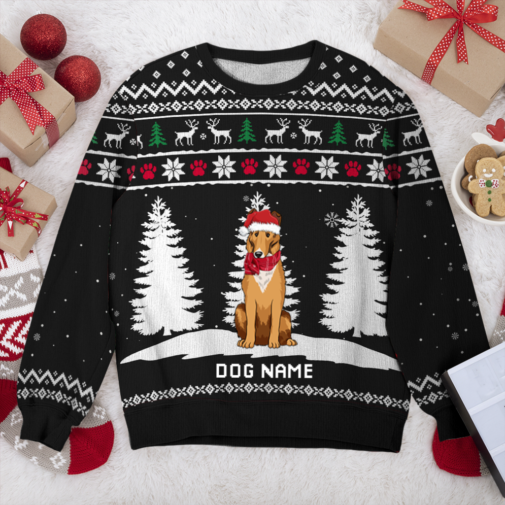 Smooth Collie Winter Dog Personalized Sweater, Dog Ugly Christmas Sweater