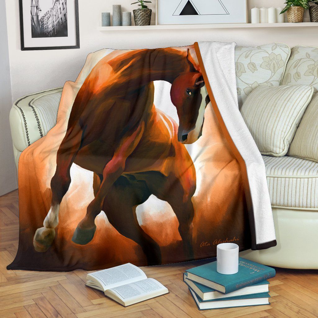 Brown Horse In Heaven Fleece Blanket, Sherpa Blanket, Gift For Aunt Gift For Parent, Family Member, Friends Gift, Christmas Gift, Home Decor, Home Living