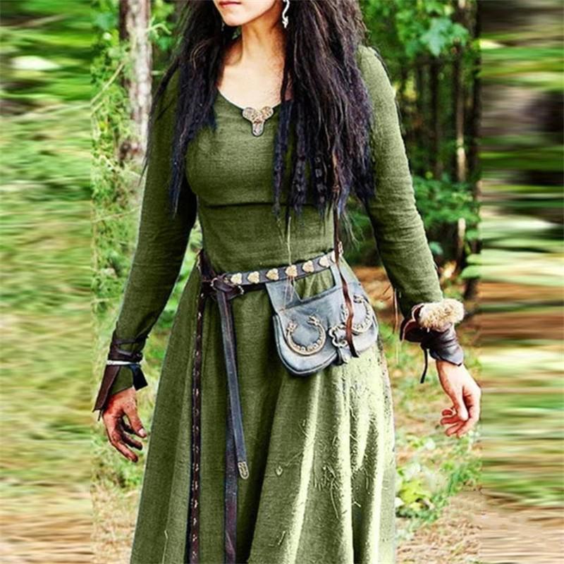 Vintage Fairy Elven Dress Medieval Dress Women Long Sleeve Maxi Robe Renaissance Celtic Viking Gothic Clothing Fantasy Ball Gown alx