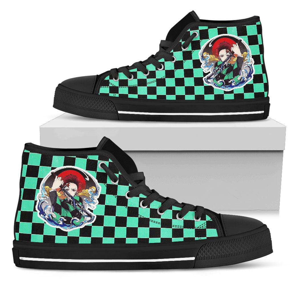 Tanjiro Shoes Splashing Water Demon Slayer High Top Sneakers Anime