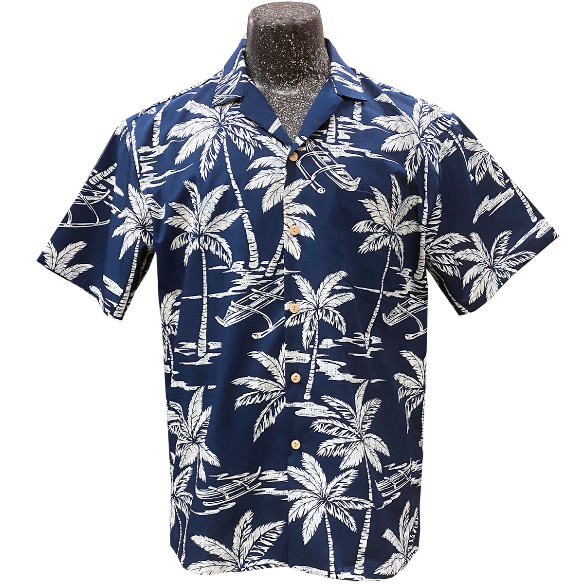 Palm Tree Canoe Navyhawaiian Shirt Made In Summer Beach Shirts Ha58122