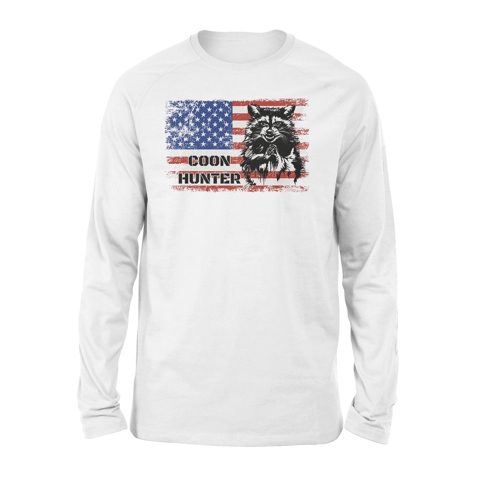 Racoon American Flag Coon Hunter Men Women Long Sleeve – Fsd1149