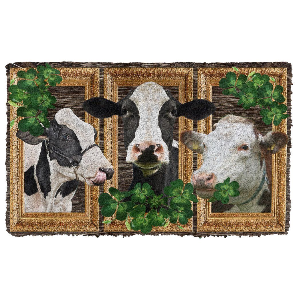 3D Cow Shamrock St Patrick Day Custom Doormat