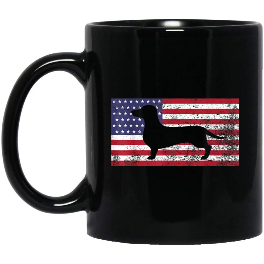 Doxie Dachshund Dog american flag 4th of July Vintage 70s Mug