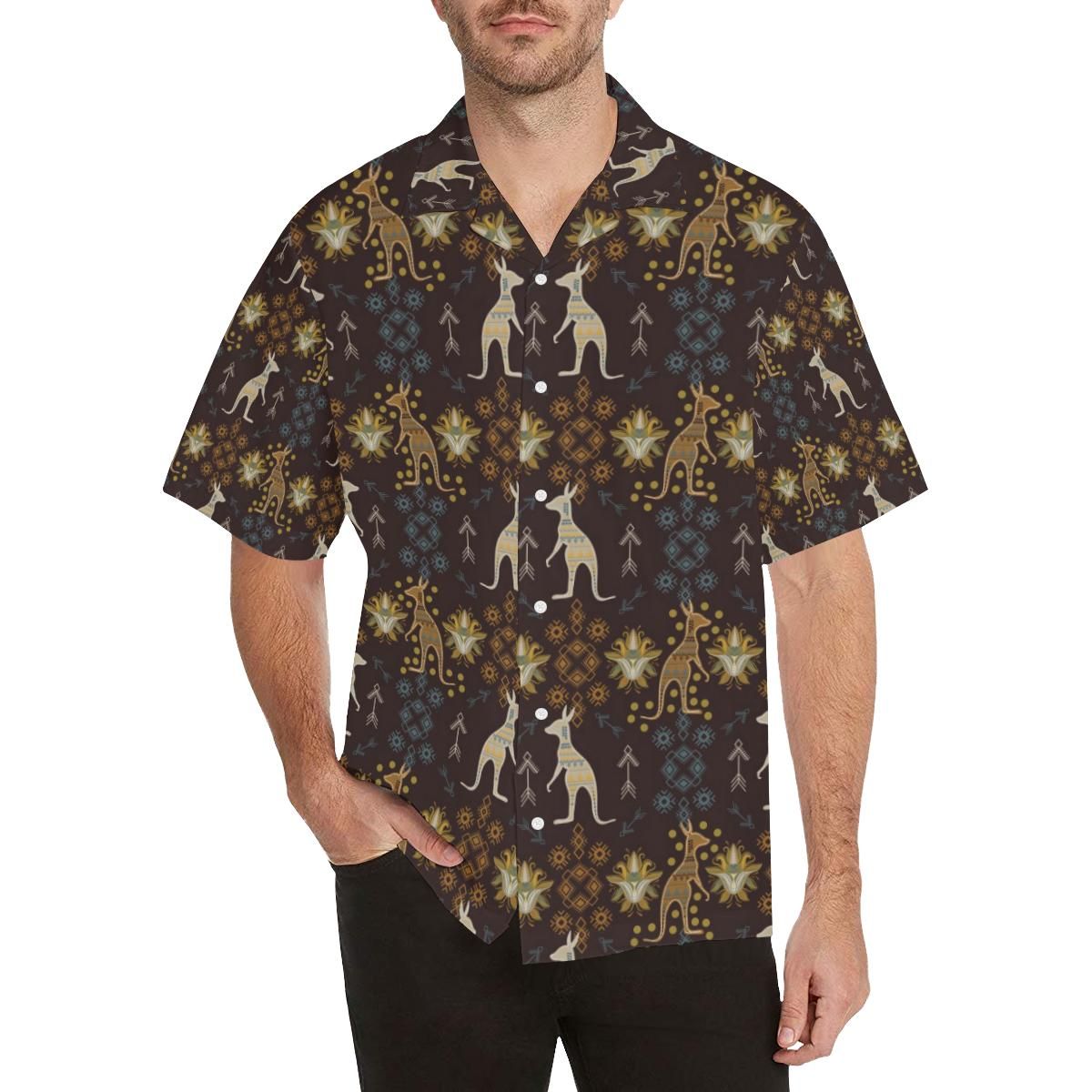 Kangaroo Aboriginal Theme Pattern All Over Print Hawaii Shirt Ha3462