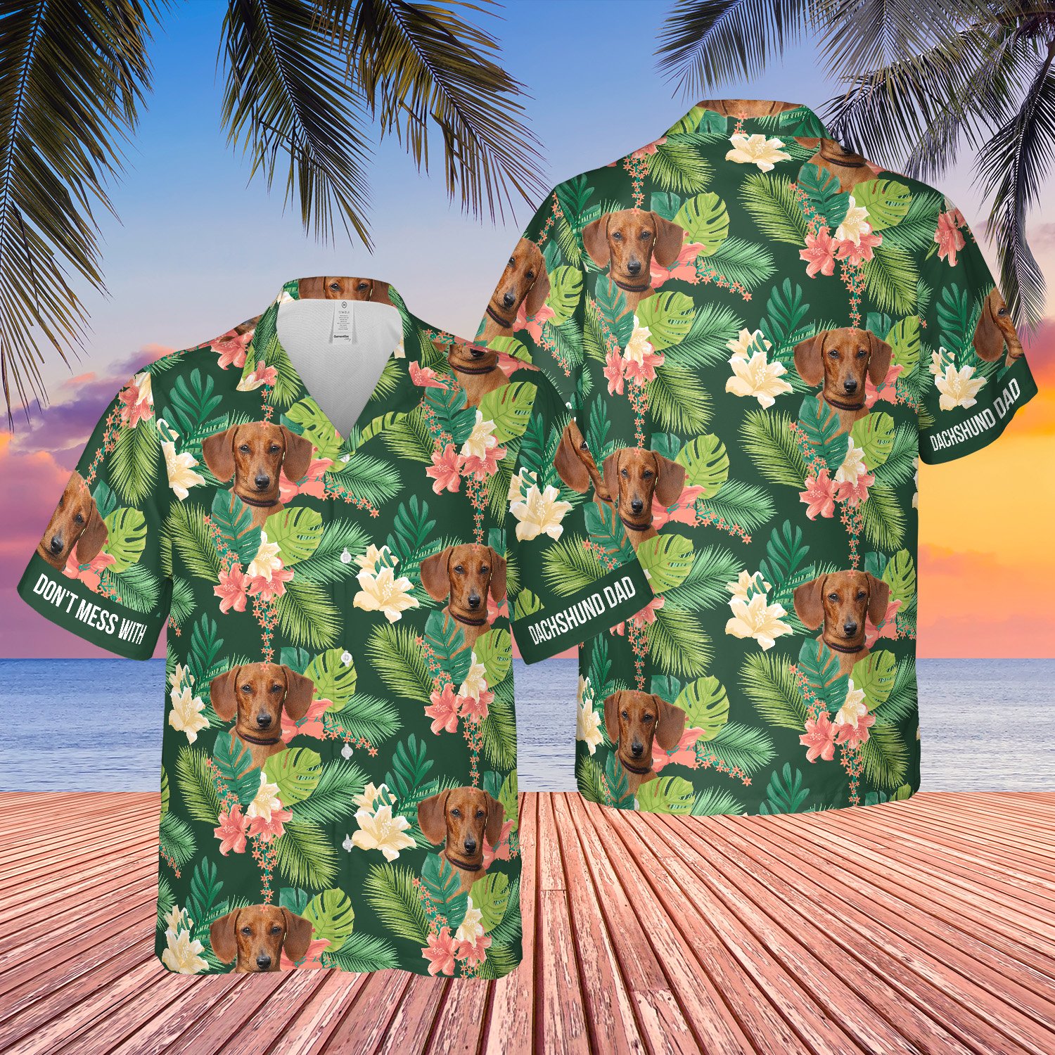 Mess With Dachshund Dad Tropical Floral Hawaii Shirt Ha51710