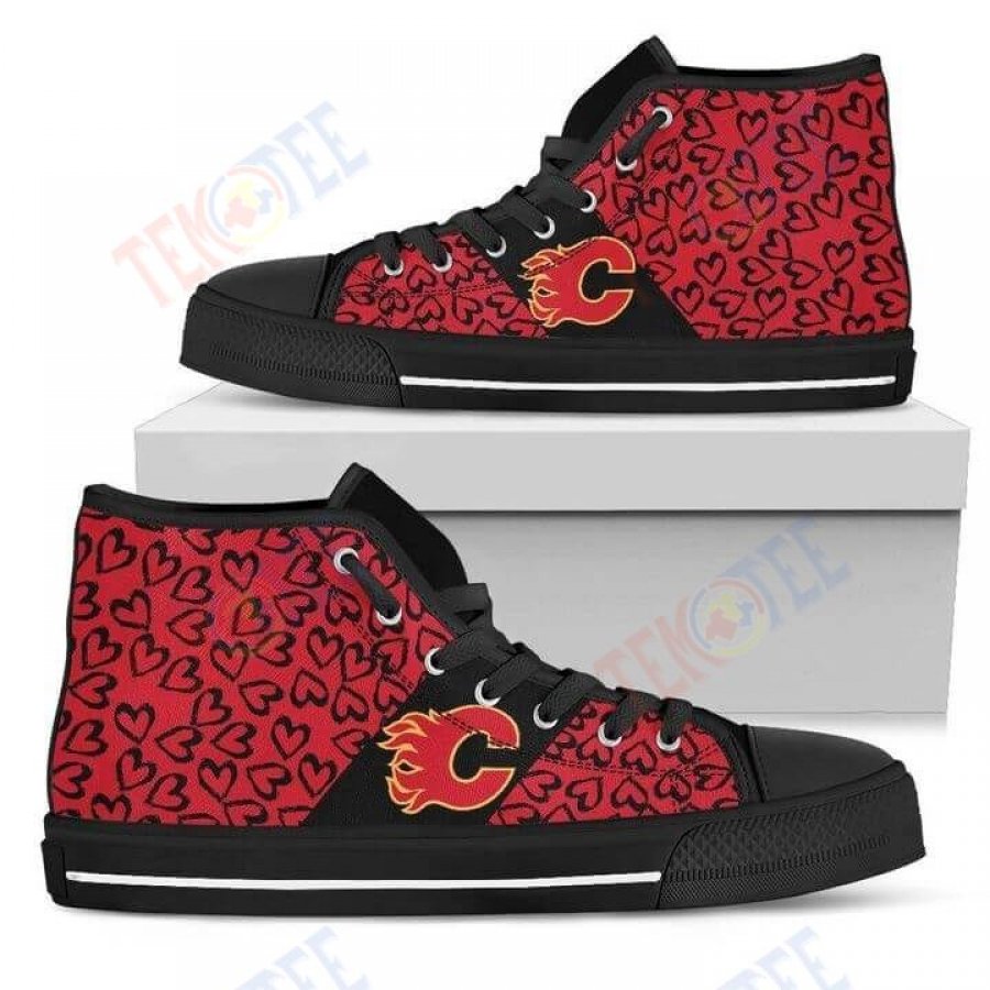 Mens Womens Perfect Cross Color Absolutely Nice Calgary Flames High Top Shoes TMT189