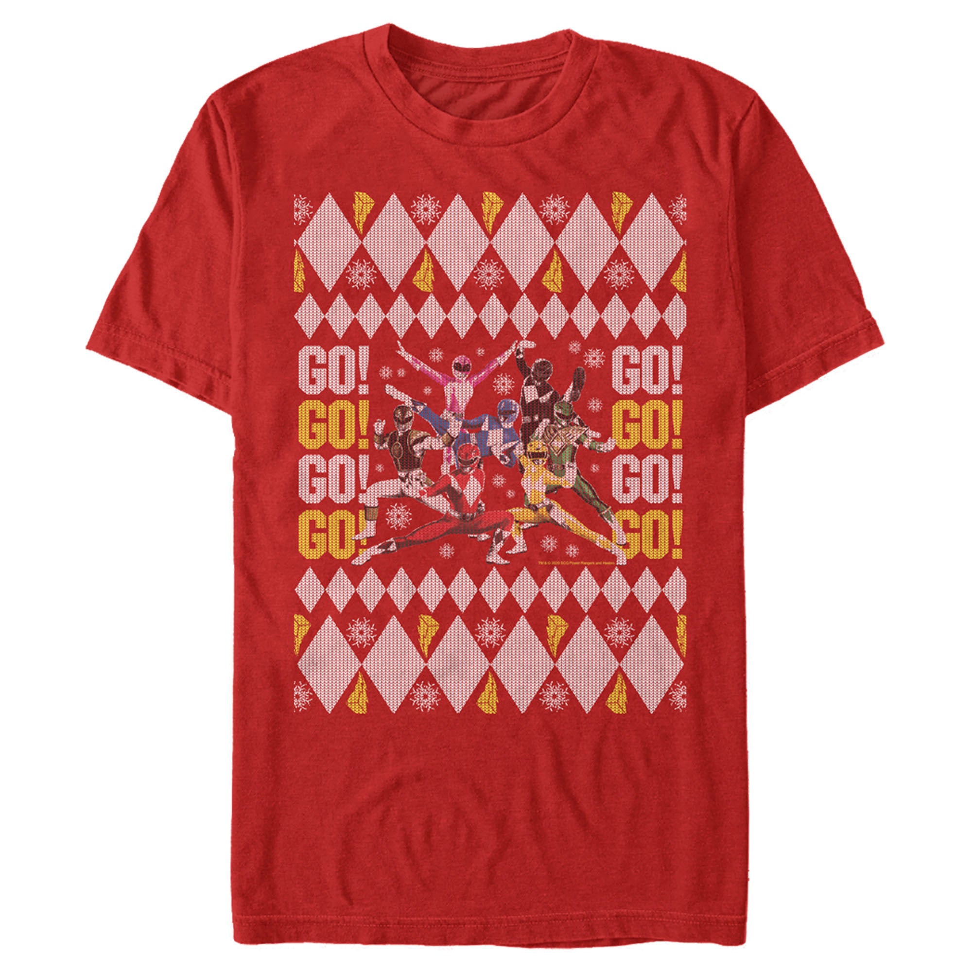 Power Rangers Men’S Ugly Christmas Go Go Rangers  T-Shirt