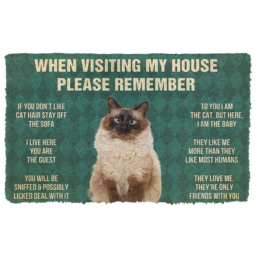 Gearhumans 3D Please Remember Balinese Cats House Rules Custom Doormat