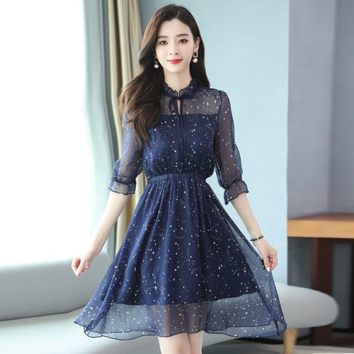 2022 Elegant Fashion Mesh Chiffon Sexy Mini Star Dress Summer Casual Vintage Prom Runway Dress Women Bodycon Chic Party Vestidos alx