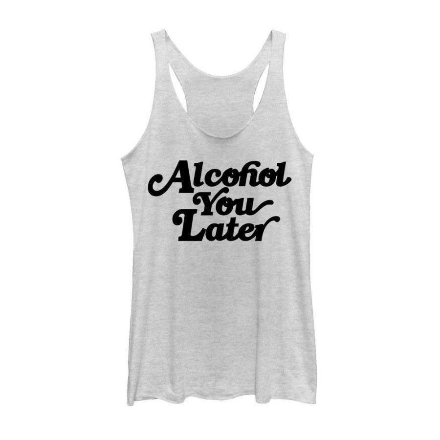 CHIN UP Women’s Alcohol You Later  Racerback Tank White Heather