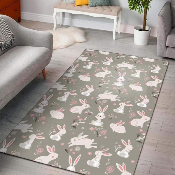 Rabbit Pattern Print Design Rug RCDD81F43255