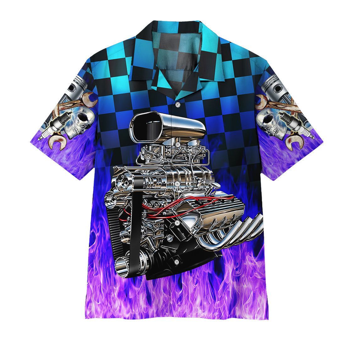 Gearhumans Gearhuman Purple Fire Hot Rod Hawaiian Shirt Ha34983