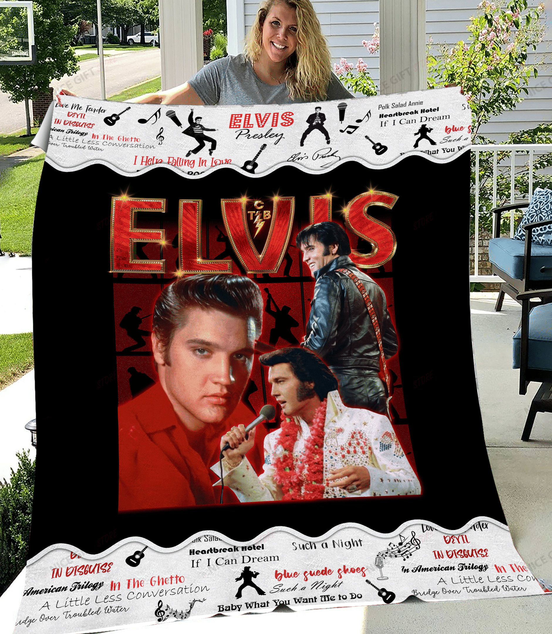Elvis Presley Fleece Blanket Blk-B2K5