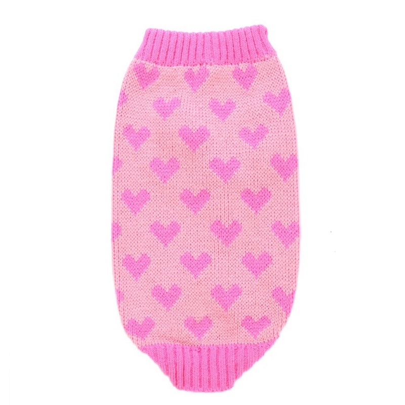 Cute Heart PatternDog Sweater Warm Pet Jumper Cat Puppy Coat Jacket Winter Clothes High Collar Knitwear For Cat Small Big Dog alx