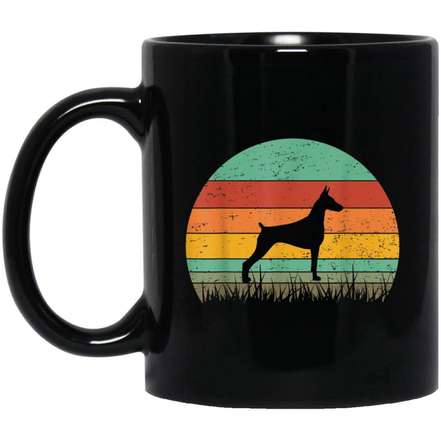 Vintage Retro Dog Gifts Doberman Pinscher Lovers 11 oz 15 oz Mug Black