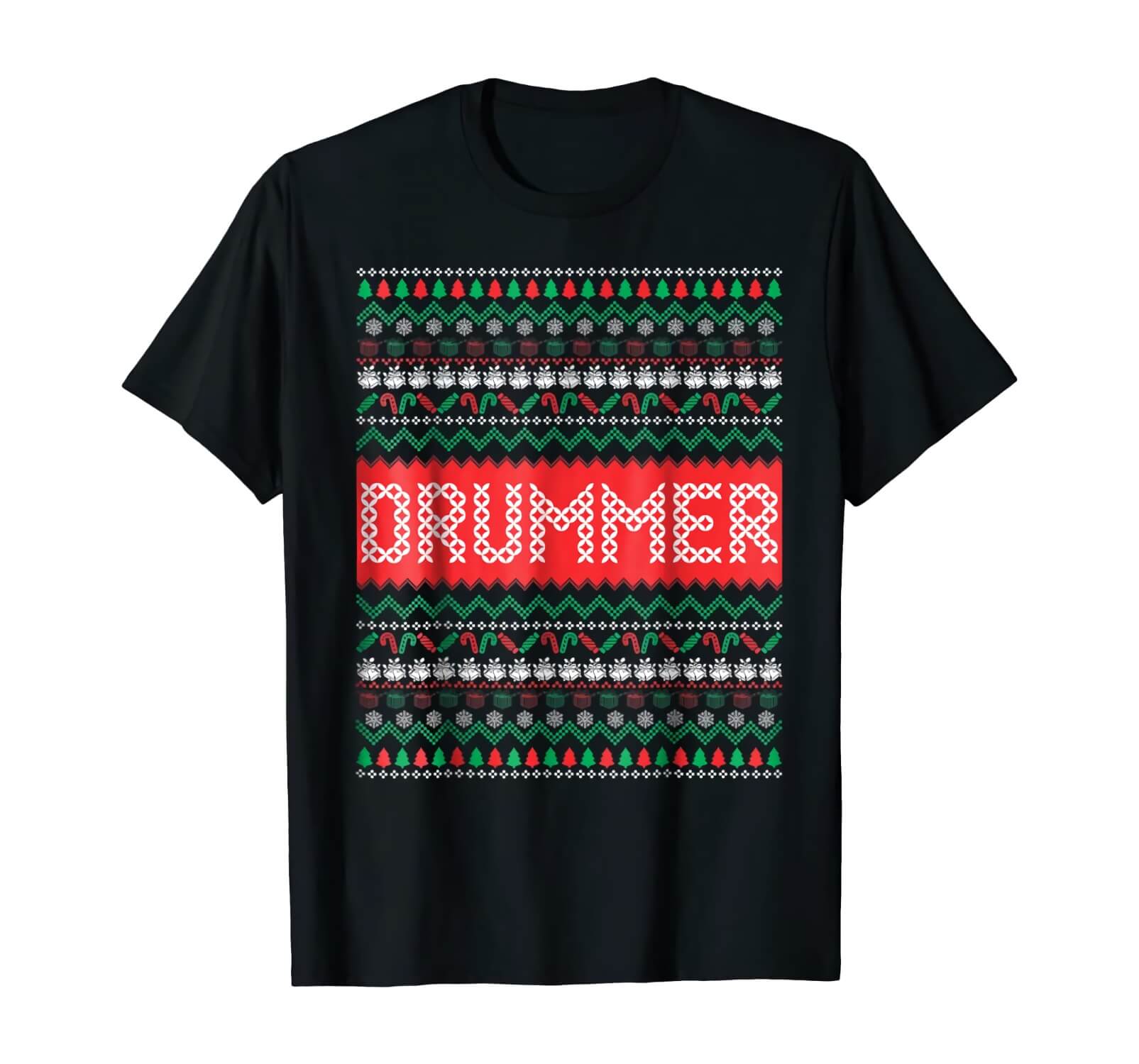 Ugly Christmas Sweater T Shirts|Drummer Ugly Christmas Sweater T Shirt