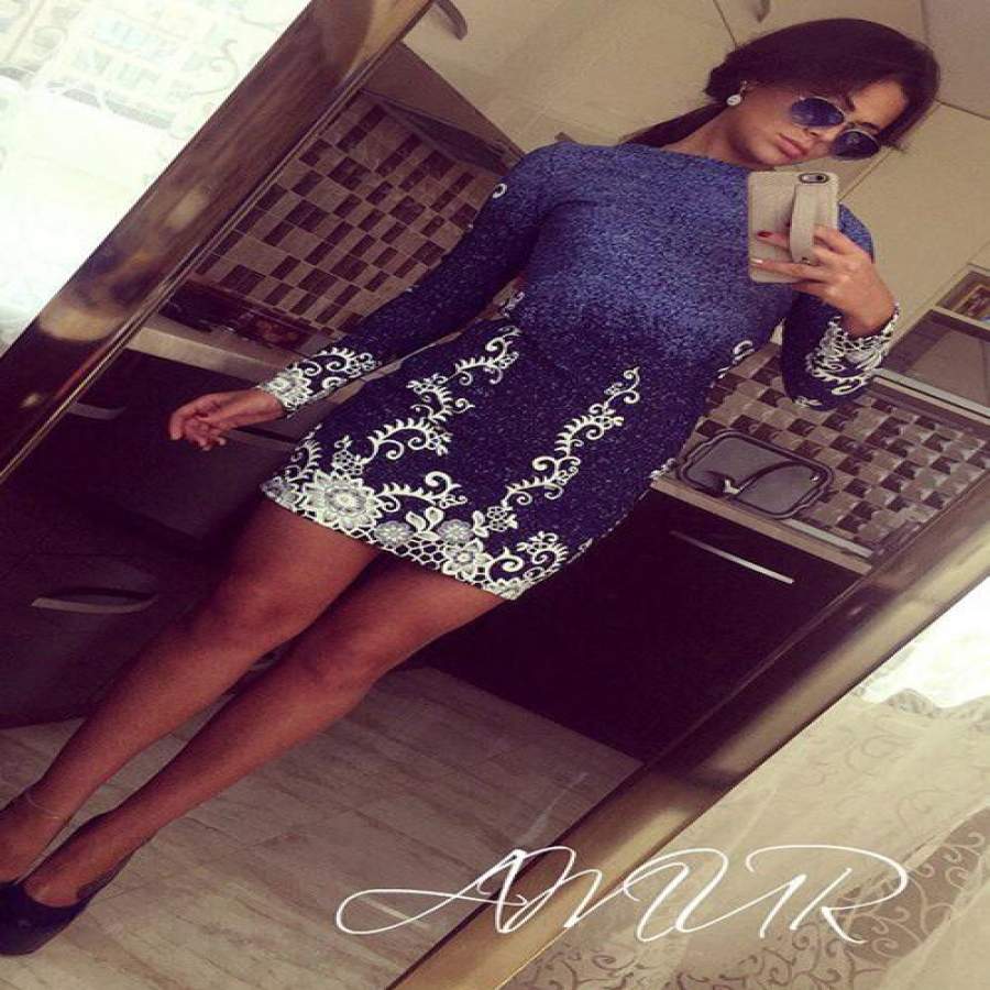 New 2017 Summer Style Ladies Dresses Vintage  Casual Fitness Floral Print Long Sleeve O-Neck mini Dress Party Vestid