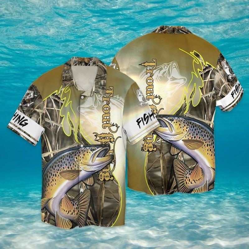 Boom Trout Fishing For Men And Women Graphic Print Short Sleeve Hawaii Casual Shirt Ha100321