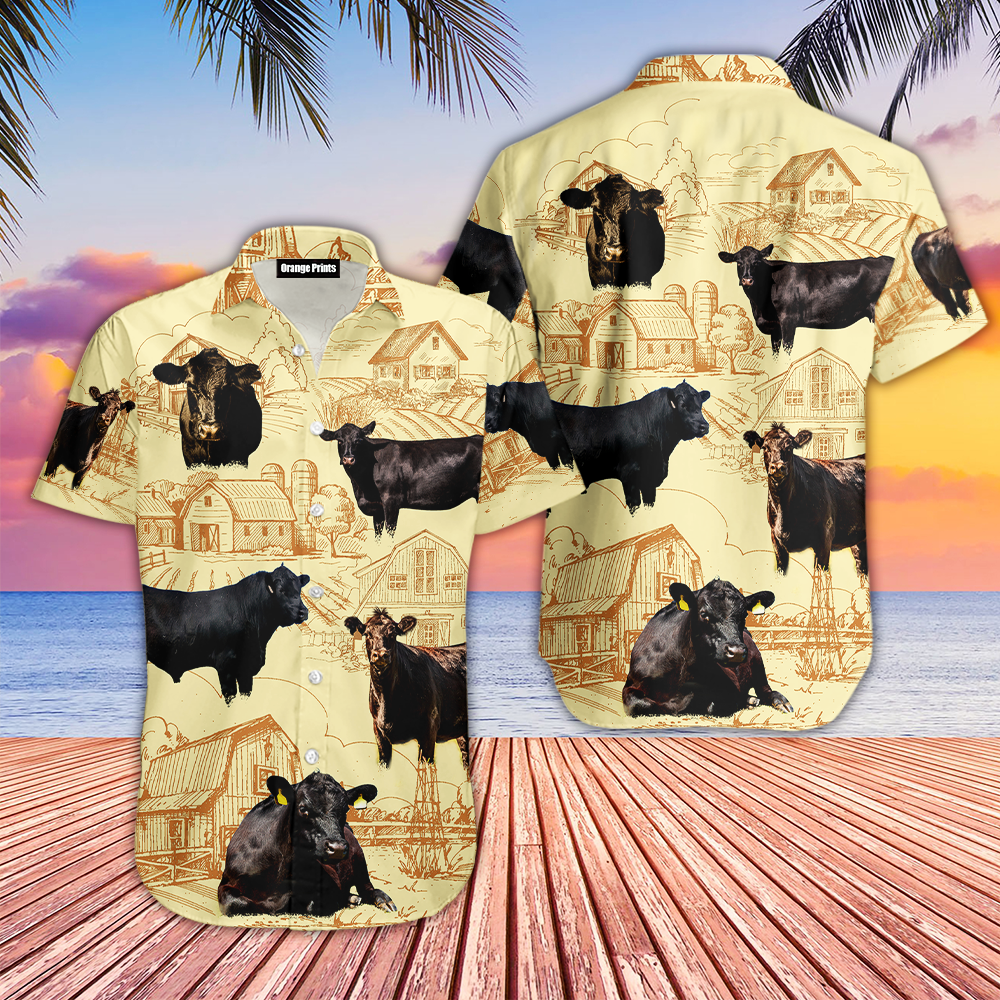 Black Angus Cattle Lovers Farm Aloha Hawaii Shirts For Men Women Ha97