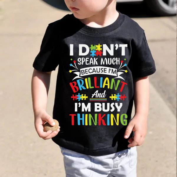 I’M Brilliant Autism Acceptance Kid T-Shirt For Boy Girl Autism Awareness Shirts Gifts For Son Daughter Ht