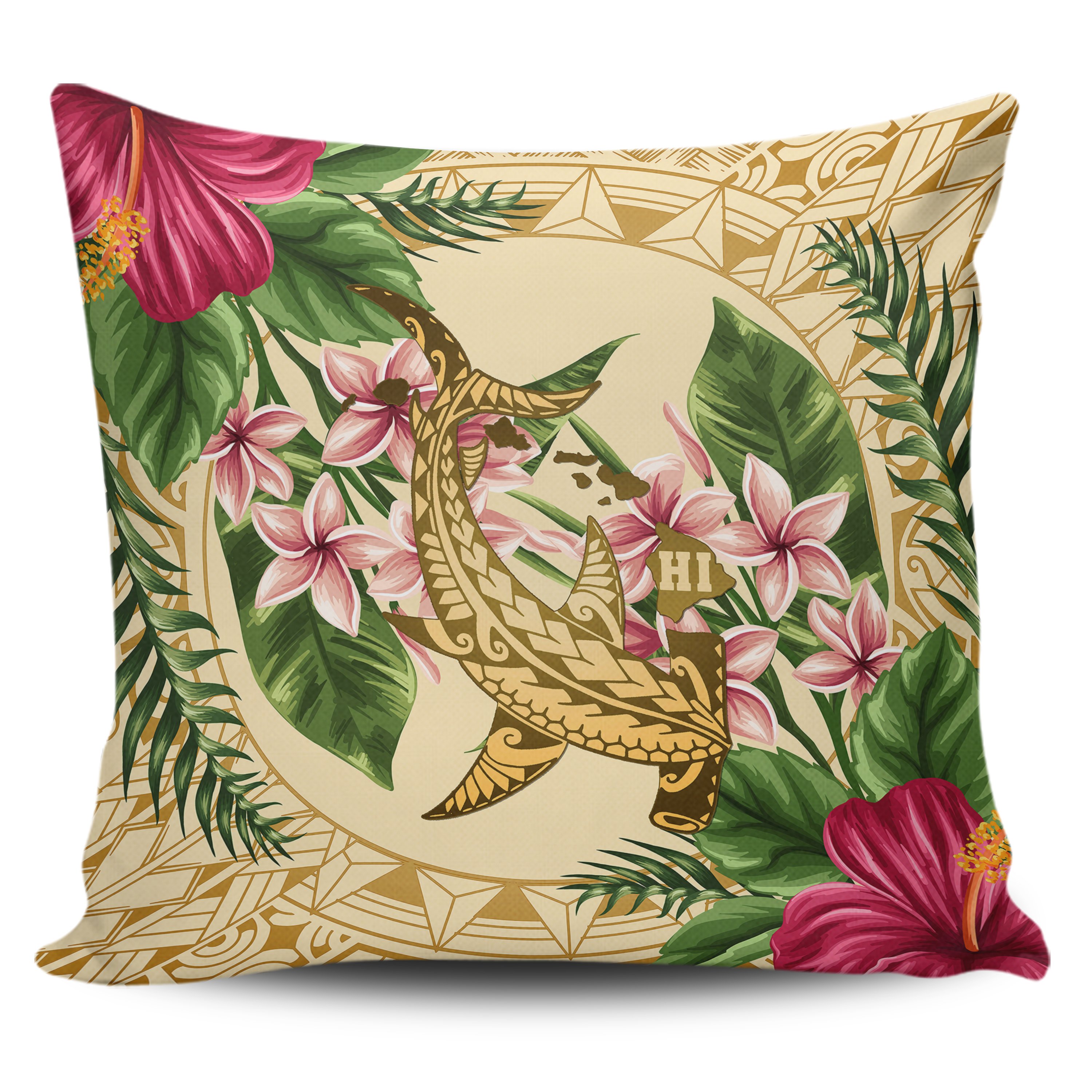 Alohawaii Pillow Covers – Hammerhead Shark Pillow Covers Strong Pattern Hibiscus Plumeria AH J1