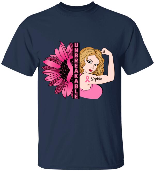 Unbreakable Strong Warrior Personalized Shirt Breast Cancer Awareness Sh-00710-Ctha