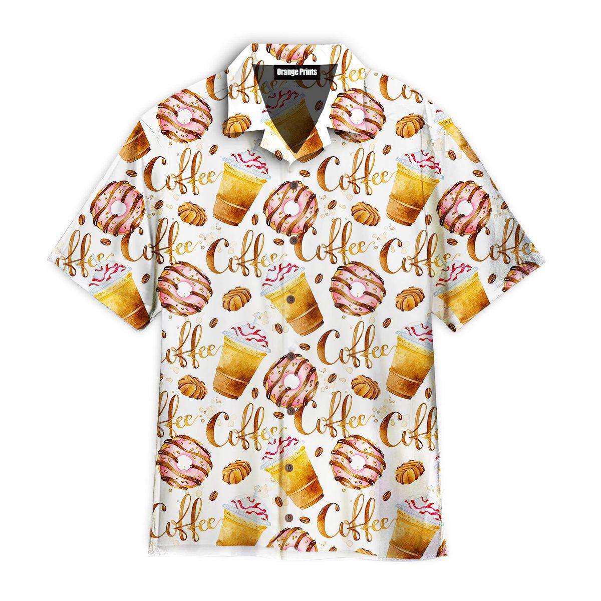 Life Is Better With Coffee And Donuts Pattern Aloha Hawaii Shirts For Men Women Ha38985