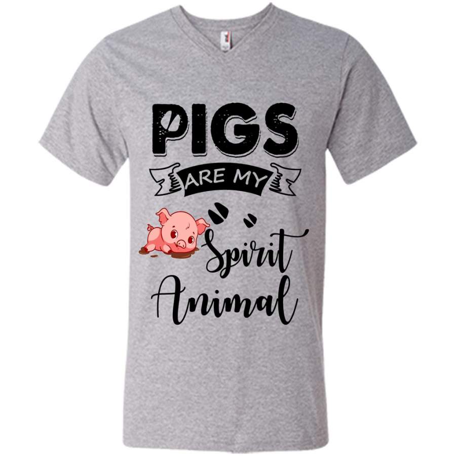 Pigs Are My Spirit Animal – Canvas Unisex V-Neck Shirt