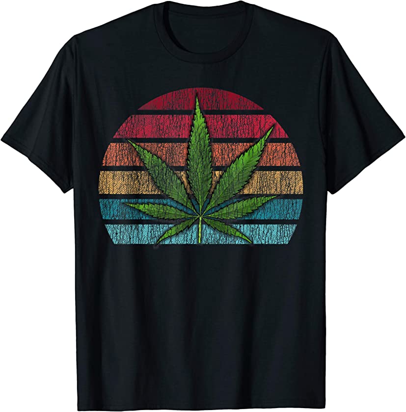 Vintage Marijuana Weed Cannabis Leaf Retro Stoner Men Women T-Shirt