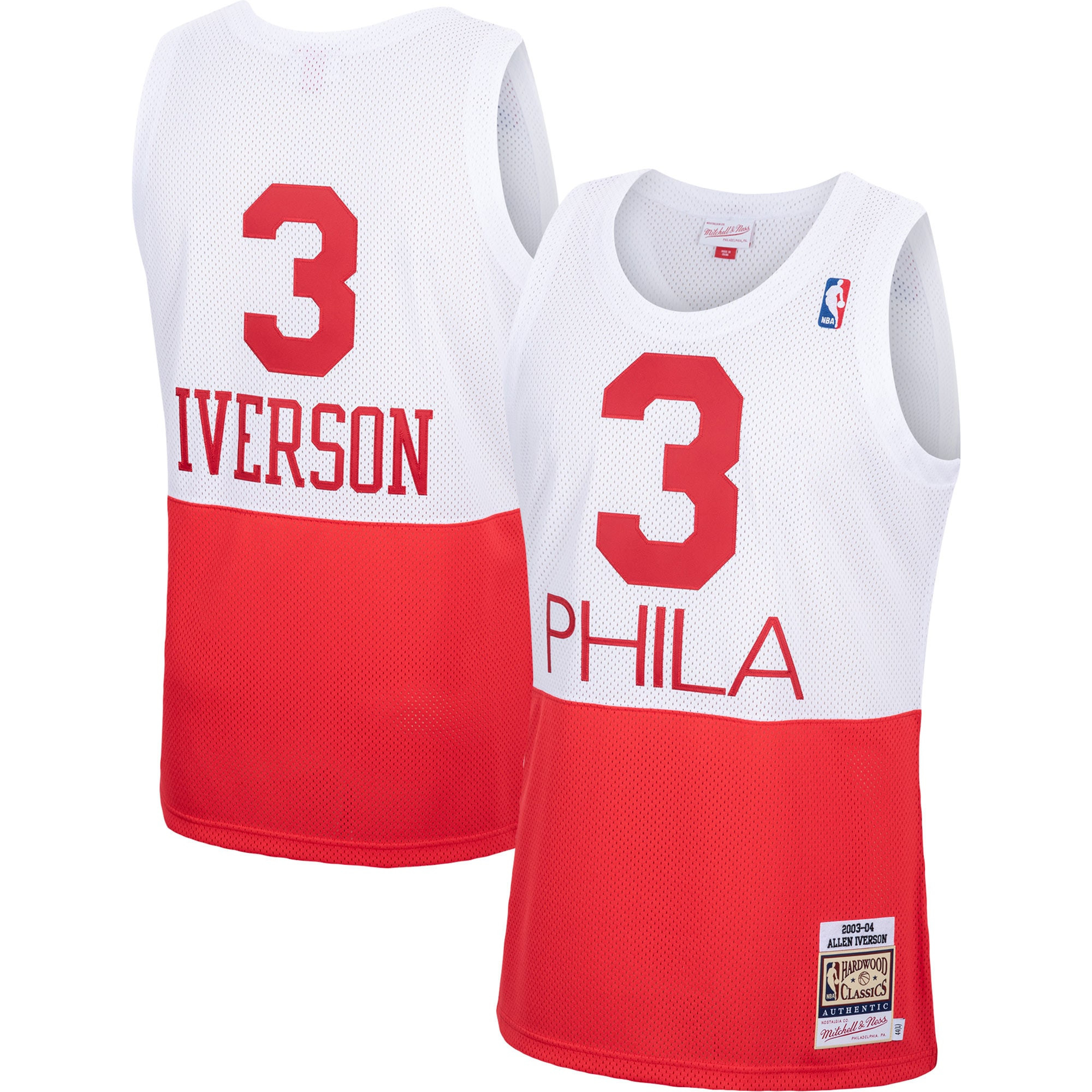 Allen Iverson Philadelphia 76ers Mitchell And Ness Hardwood Classics Authentic Jersey White NBA